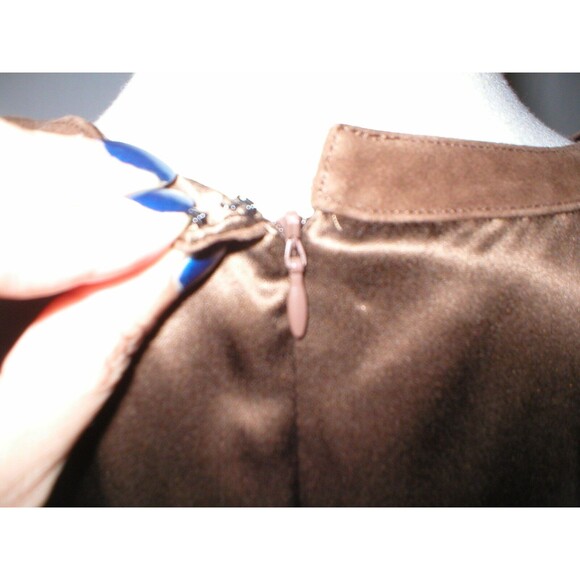 Womens New Ralph Lauren NWT 22 W 22W Silk Suede Dark Chocolate Brown Blouse Key - Picture 8 of 8